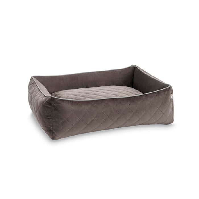 cama para perros gris terciopelo
